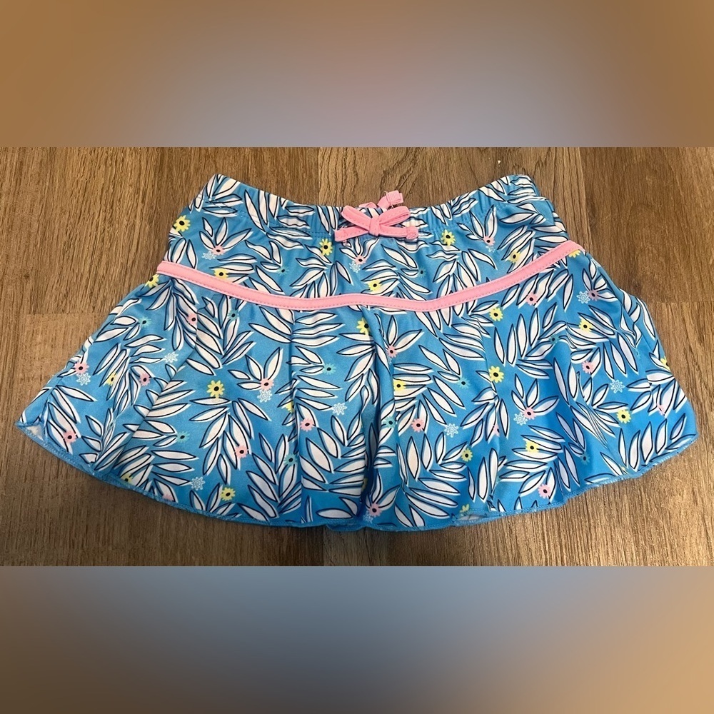 Girls UV Skinz Blue Botanical Swim Skirt With built in Underwear
